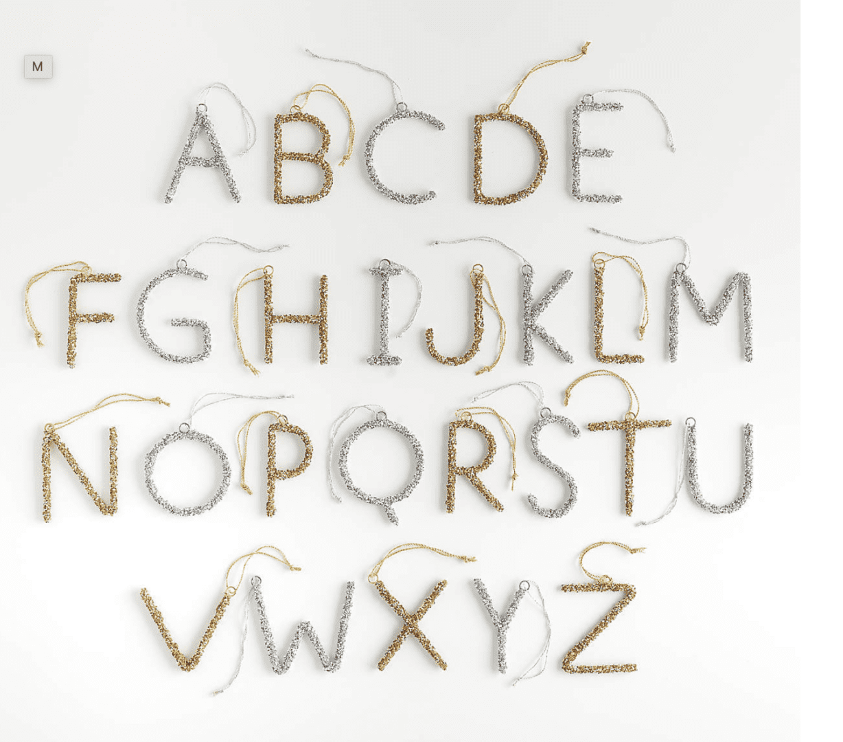 beaded letter ornaments
